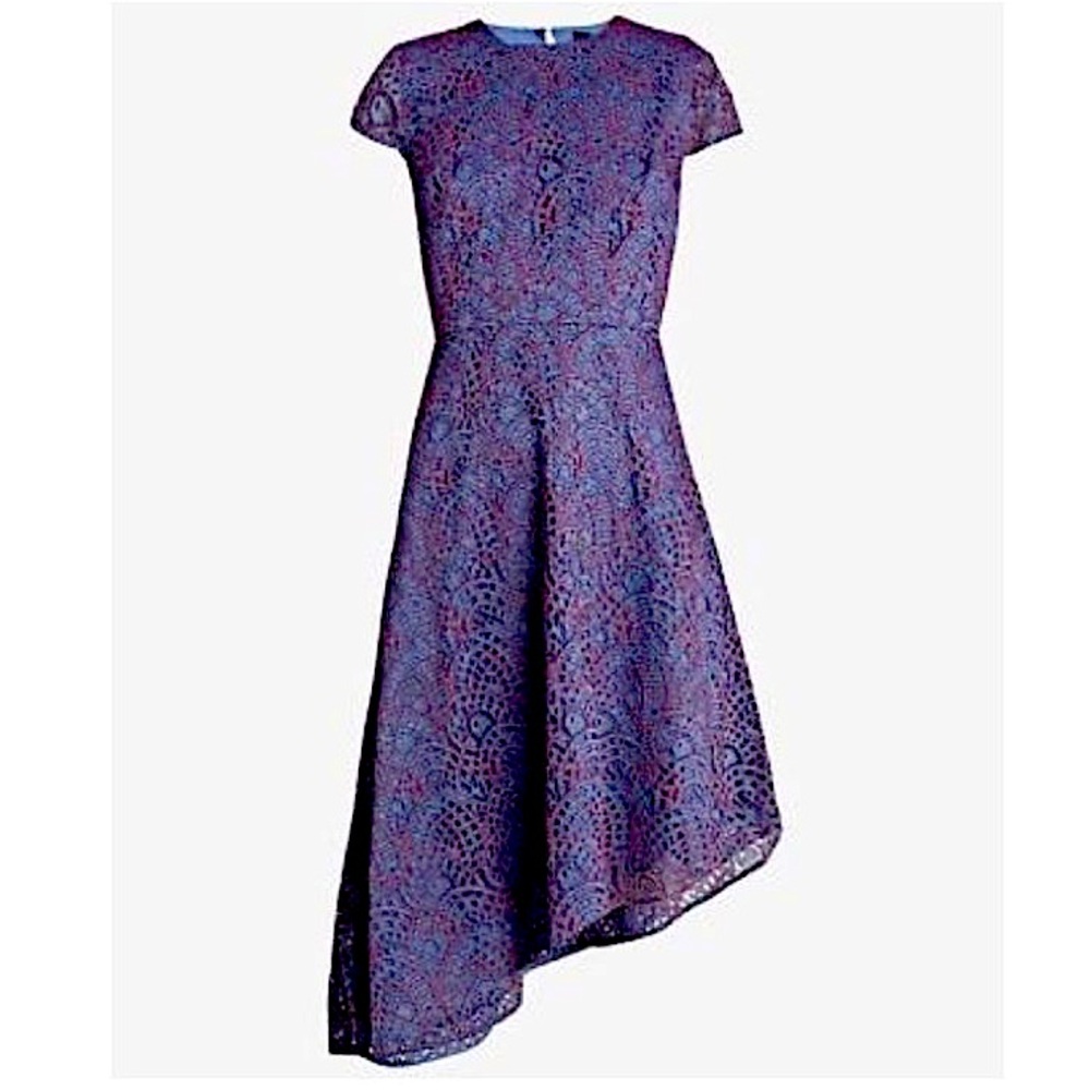 Lace blue red asymmetrical dress by Banana Republica - size 0, new